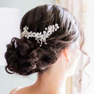 Wedding Hair Accessory Bridal Hair Vine Floral Leaves - Silver